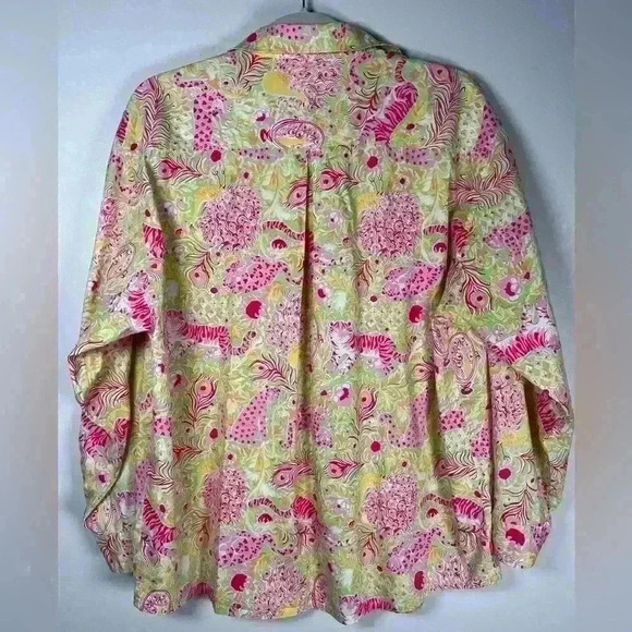 Key West Oversized Animal Beach Print Button Down Shirt 100% Cotton Size Medium - Picture 9 of 13